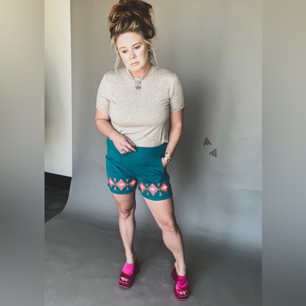 NWT! Boutique “Tequila Shots 💥 Boom”Embroidered Shorts!